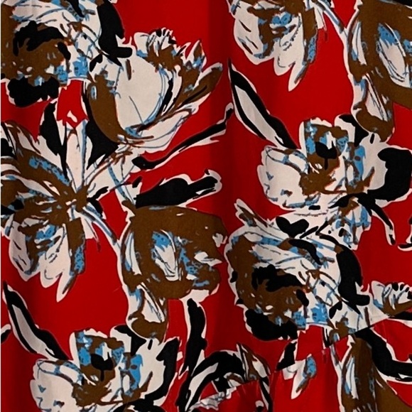 Sam Edelman red floral asymmetrical dress, size 6, flounce, elastic waist - Picture 4 of 11